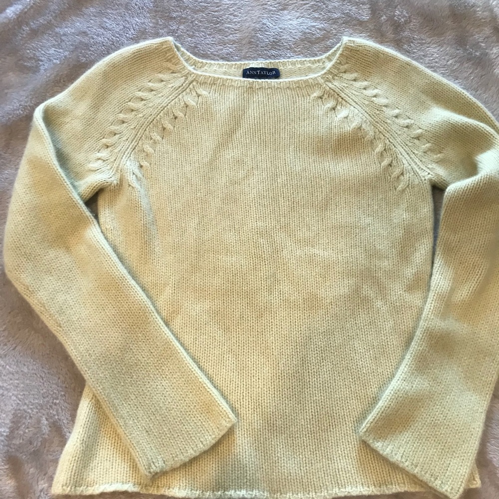Ann Taylor cashmere sweater light chartreuse